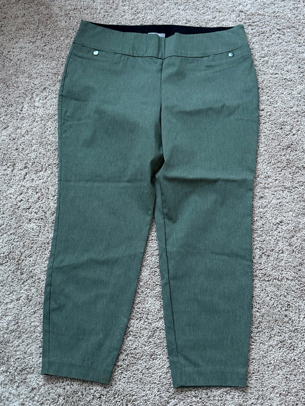 Maurices Ponte Slim Ankle Pants Olive Green Stretch Work - XL